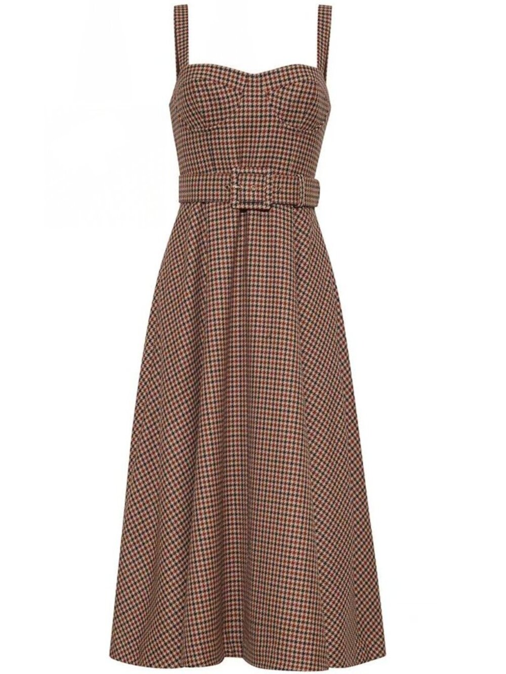 Cara Cara Calypso Midi Dress US4/6 Dante Plaid Fit-and-Flare Wool Classic